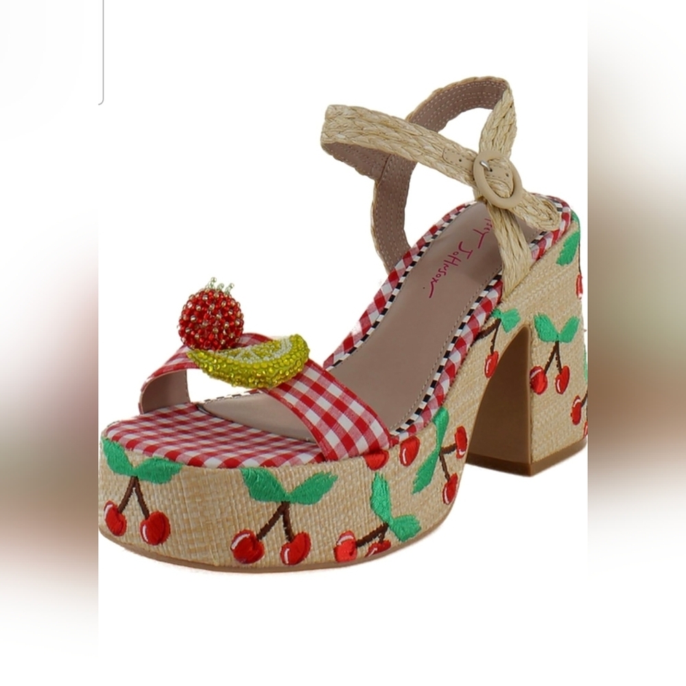 Betsey Johnson Cheyne Cherry Platform Heels Size 7.5 🍒 Statement Sandals